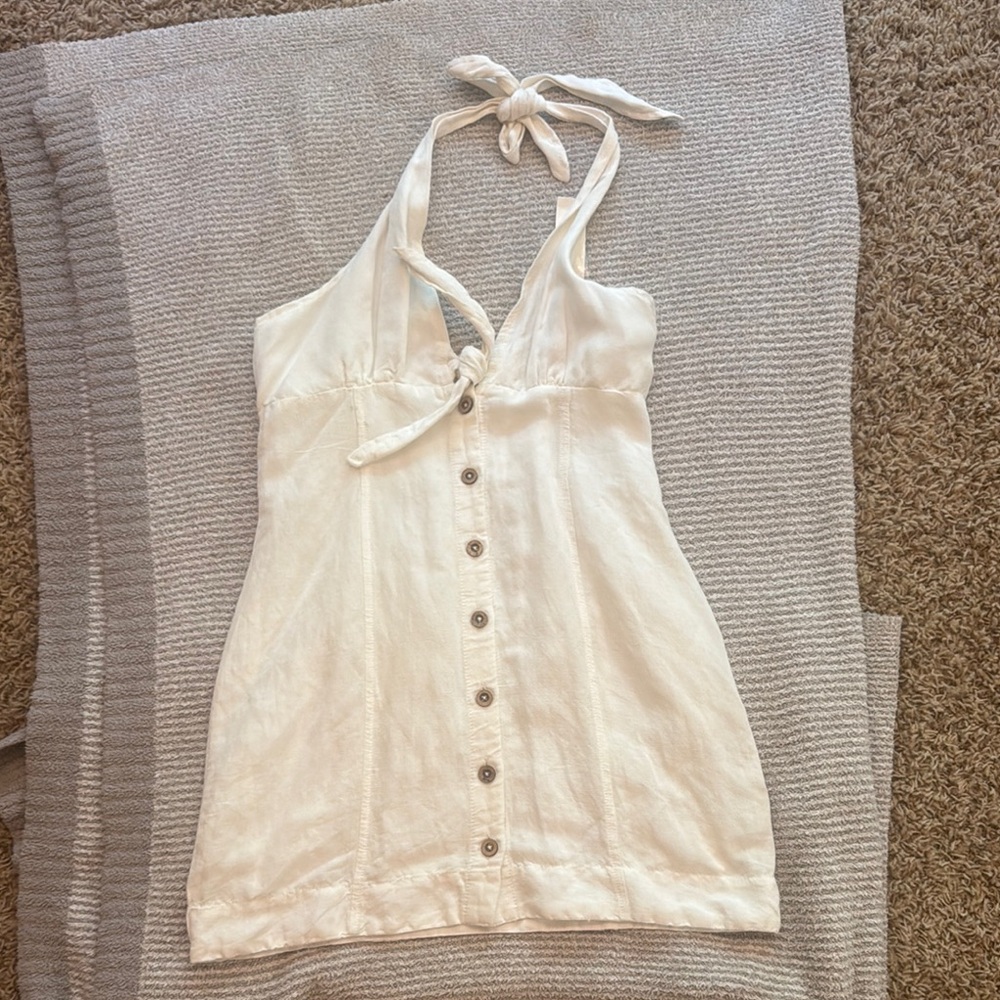Anthropologie White Halter Button-Down Dress
